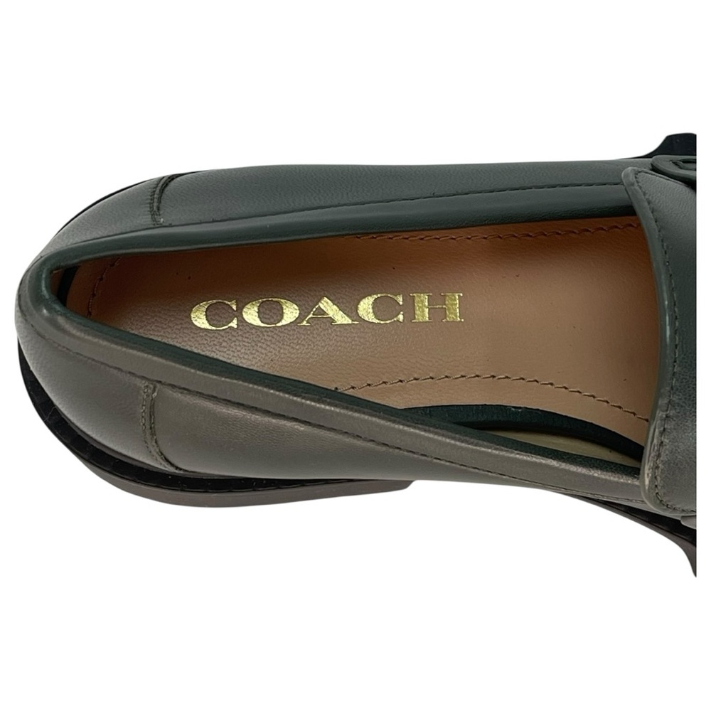 COACH Leah Amazon Green Leather Chunky Sole Womens Loafers Size 6.5B - Picture 8 of 12